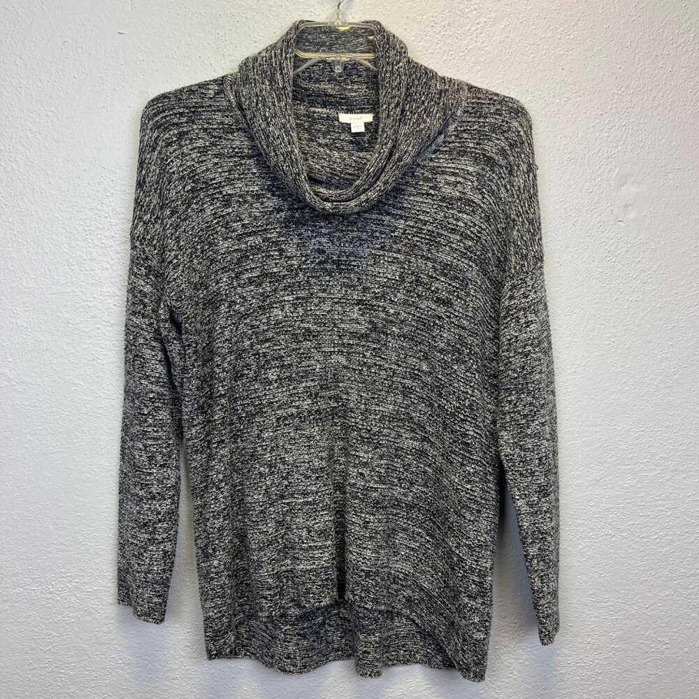 Pure Jill J Jill Women's Black & Gray Long Sleeve Cowl Neck Sweater Size Medium